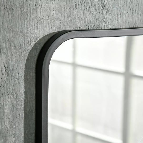 HOMCOM vægspejl med hylde 70x50cm, moderne, elegant, til stue, rektangulært, sort