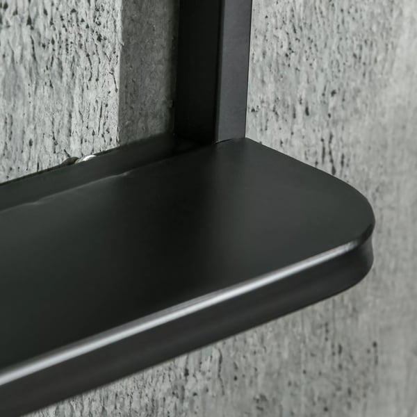 HOMCOM vægspejl med hylde 70x50cm, moderne, elegant, til stue, rektangulært, sort