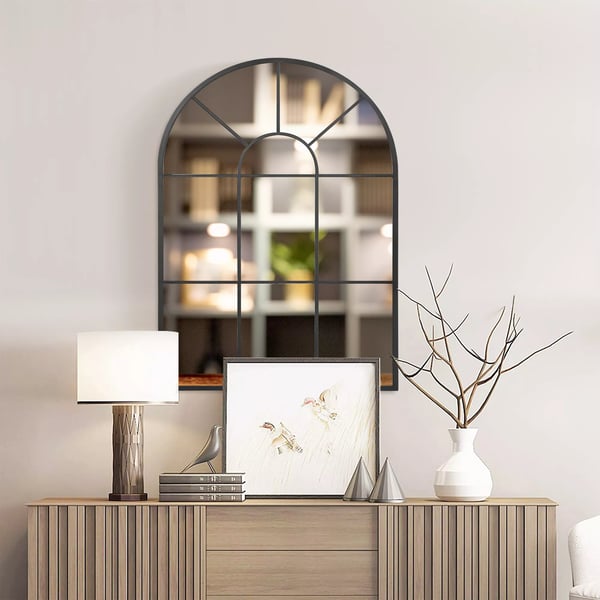 HOMCOM Buevindue Veggspejl 91x60cm - Sort Metal/Glas