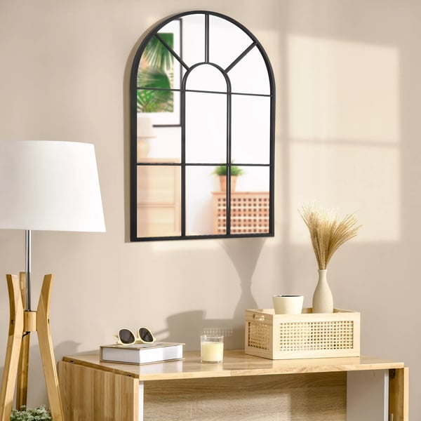 HOMCOM Buevindue Veggspejl 91x60cm - Sort Metal/Glas