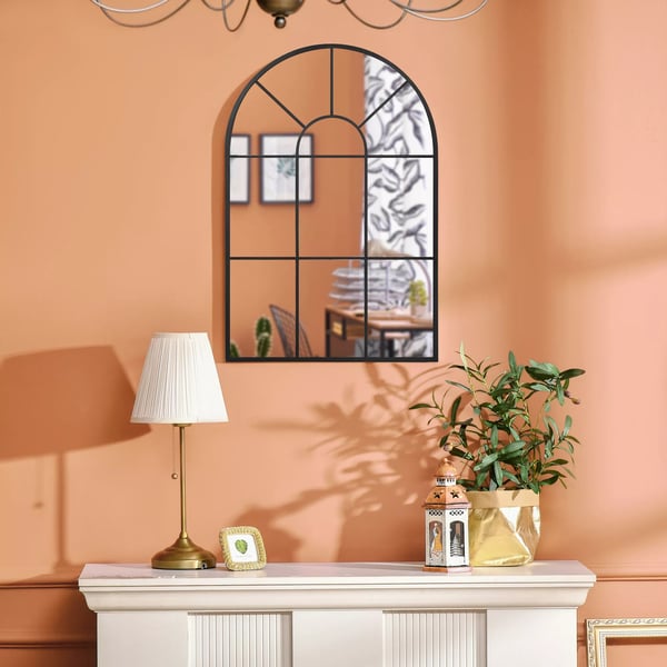 HOMCOM Buevindue Veggspejl 91x60cm - Sort Metal/Glas