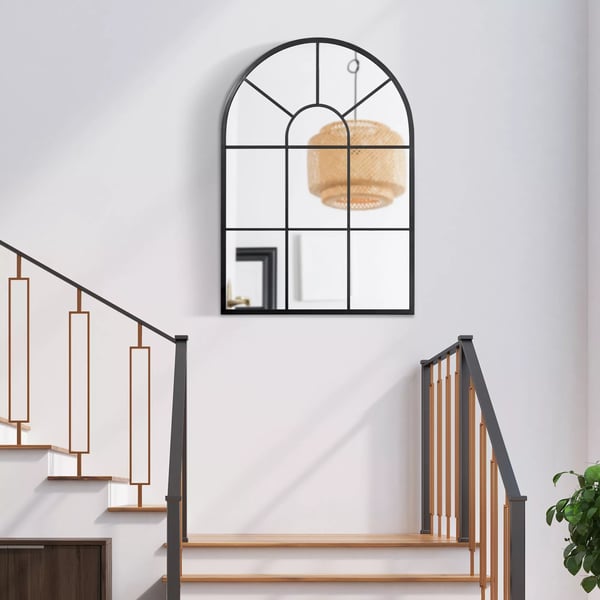 HOMCOM Buevindue Veggspejl 91x60cm - Sort Metal/Glas