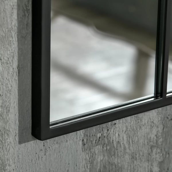 HOMCOM Buevindue Veggspejl 91x60cm - Sort Metal/Glas