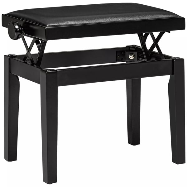 Pianobänk med höjdjusterbart konstläder, svart