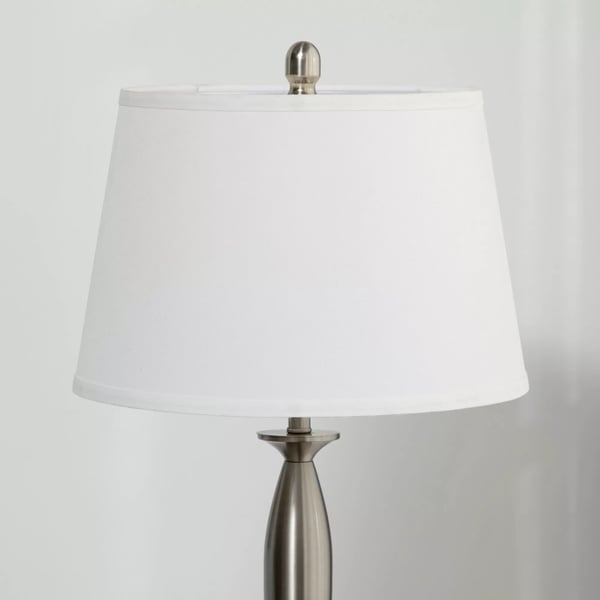 HOMCOM 3-delt lampe sæt: Gulvlampe og 2 bordlamper, E27, stue/soveværelse, sølv+hvid, stål/linned