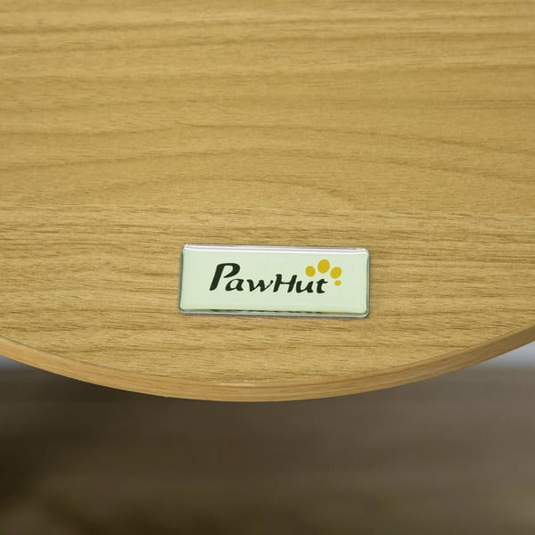 PawHut Vægmonteret Katteleje med Pude - Ø34x10.5 cm Eg/Cremefarvet