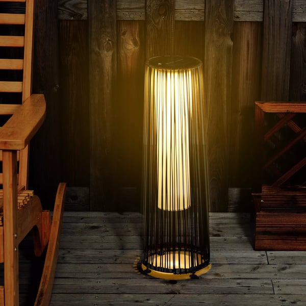 Outsunny Solarlampe Rattan Haven, Brun, 21,5 x 61 cm, Automatisk LED