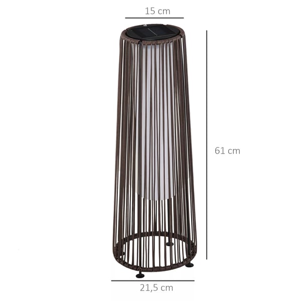 Outsunny Solarlampe Rattan Haven, Brun, 21,5 x 61 cm, Automatisk LED