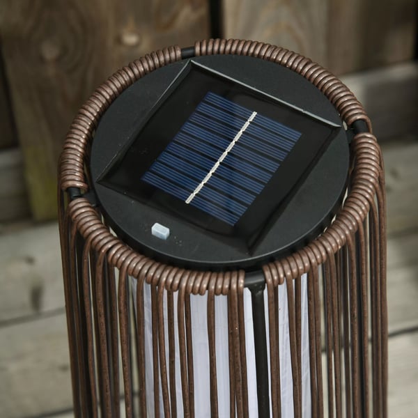 Outsunny Solarlampe Rattan Haven, Brun, 21,5 x 61 cm, Automatisk LED