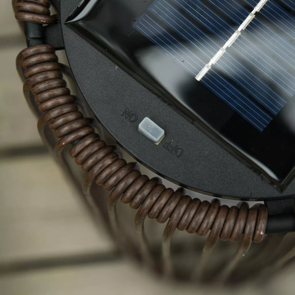 Outsunny Solarlampe Rattan Haven, Brun, 21,5 x 61 cm, Automatisk LED