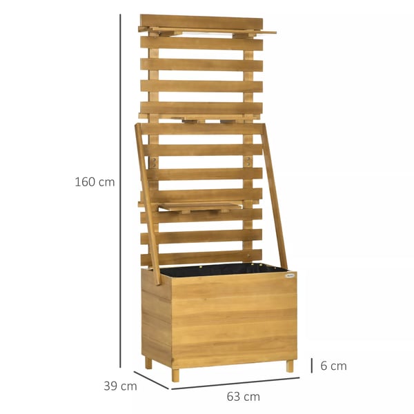 Outsunny Plantekasse HBjbed med Espalier og Hylder - Gran TrB, Brun, 63x39x160cm
