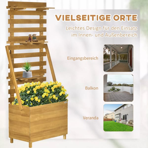Outsunny Plantekasse HBjbed med Espalier og Hylder - Gran TrB, Brun, 63x39x160cm