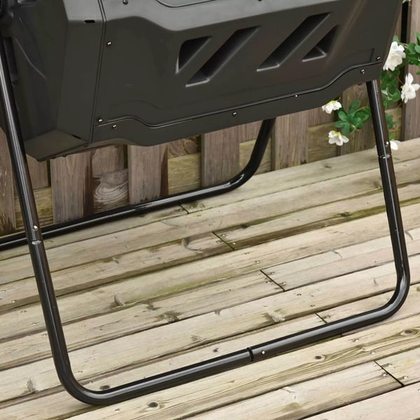 Outsunny Tromle-kompostbeholder 160L havekompostbeholder med 2 kamre, roterbar, til bioaffald, sort, effektiv & robust