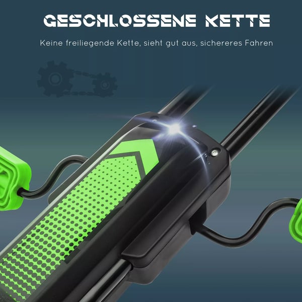 Gokart til børn, grøn/sort, justerbart sæde, gummidæk, pedal- og håndbremse, fra 5 år