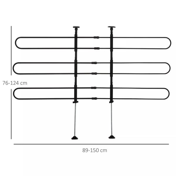 PawHut Justerbar Bagagerumsadskiller til Bil, Stål, Sort, 89-150x76-124cm