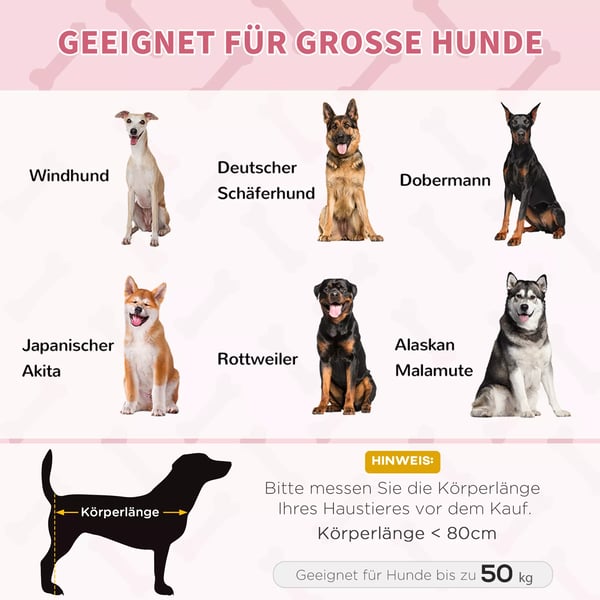 PawHut Forhjet Hundeseng til store hunde, Metal, Oxford, Rd/Sort, 122x92x23 cm