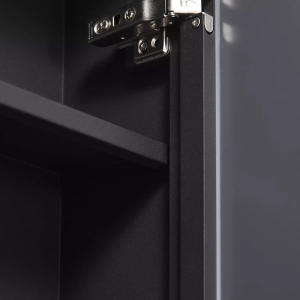 kleankin Spejlskab Sort V2gmonteret med 3 hylder, Rustfrit st2l, Aluminium, Glas, 40x15x60 cm