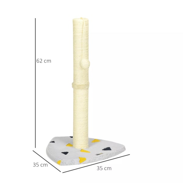 raapimispuu 62cm, vaaleanharmaa/beige, juutti, pallolla