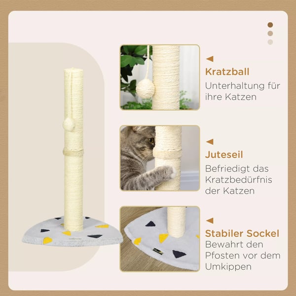 raapimispuu 62cm, vaaleanharmaa/beige, juutti, pallolla