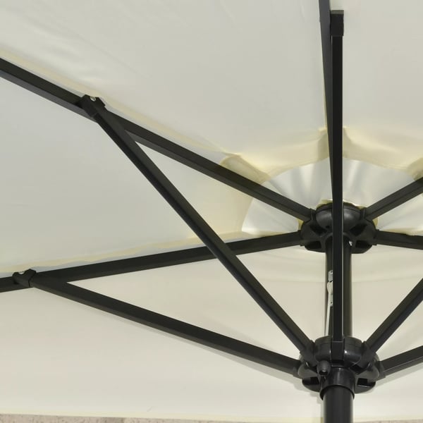 Outsunny halvskærm parasol, beige, metal/polyester, m. LED-lys