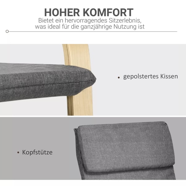 HOMCOM Lænestol Gyngestol Mørkegrå Linnedlook Egnet til Stue, Soveværelse, Kontor