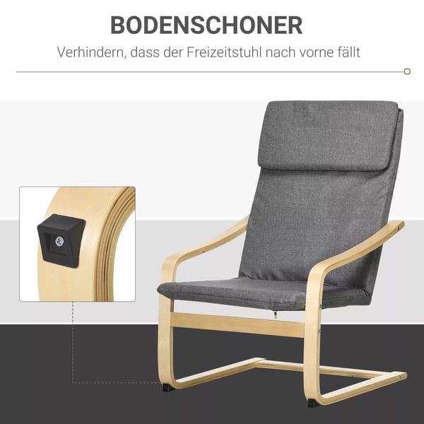 HOMCOM Lænestol Gyngestol Mørkegrå Linnedlook Egnet til Stue, Soveværelse, Kontor