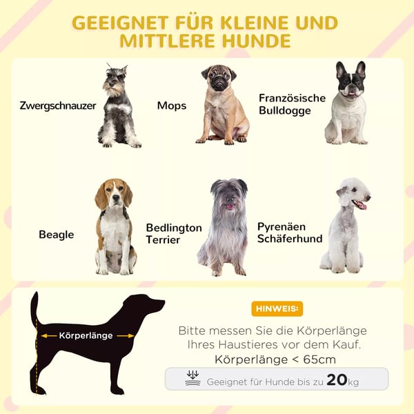 PawHut Hundehus i Tannenholz, Lysegrå med Terrasse og Trappe, til Mellemstore Hunde