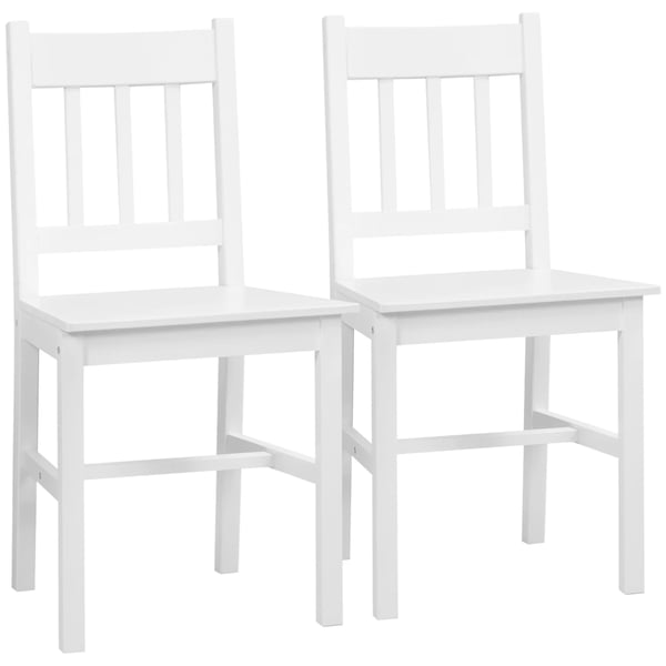 HOMCOM Spisestuestol sæt med 2 - Stilfulde køkkenstole i hvid, fyrretræ, 41x46,5x85,5 cm, perfekt til spisestuen
