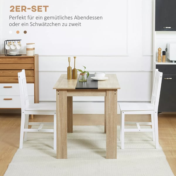 HOMCOM Spisestuestol sæt med 2 - Stilfulde køkkenstole i hvid, fyrretræ, 41x46,5x85,5 cm, perfekt til spisestuen