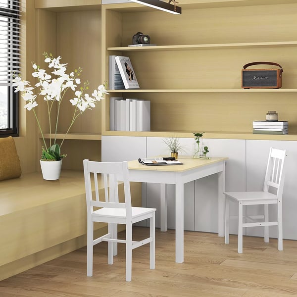 HOMCOM Spisestuestol sæt med 2 - Stilfulde køkkenstole i hvid, fyrretræ, 41x46,5x85,5 cm, perfekt til spisestuen