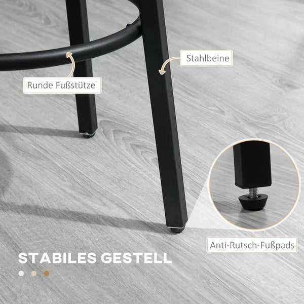 HOMCOM 2'er Barstole - Rustikbrun/Sort, Stl & Spnplade, Industriel Stil Barstol med Fodsttte, Kkkenstol