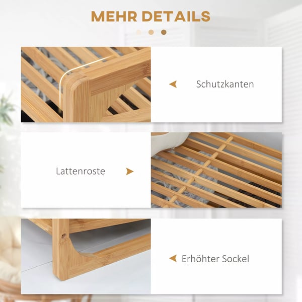 HOMCOM Bambu Kenkäteline, 3 Tasoa, 9 Paria Kenkiä Järjestäjä, Luonnonväri 76x33x51cm