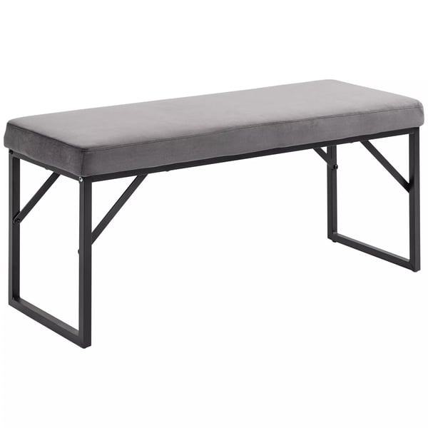 HOMCOM Sittbänk Sammet Mörkgrå - 100x35x47cm