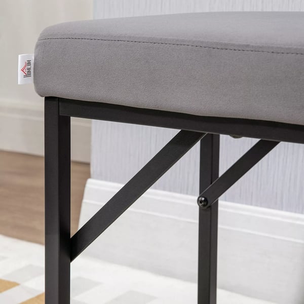 HOMCOM Sittbänk Sammet Mörkgrå - 100x35x47cm
