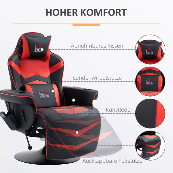 afslapningsstol med massagefunktion Ergonomisk loungestol med høj ryg og pude TV-stol med kopholder hvilestol kunstlæder