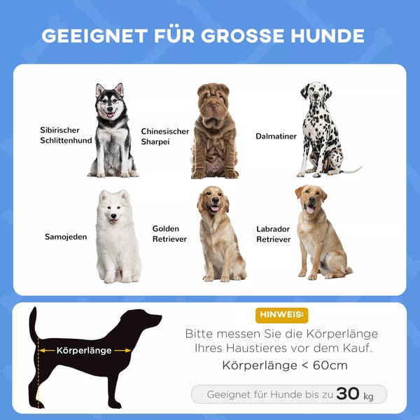PawHut Hundeseng med Baldakin – Forhøjet, Åndbar, Mørkeblå/Sort – Op til 30 kg