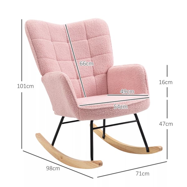 Keinutuoli, Pörröinen Berber-fleecetuoli, Pinkki, 120kg painoraja