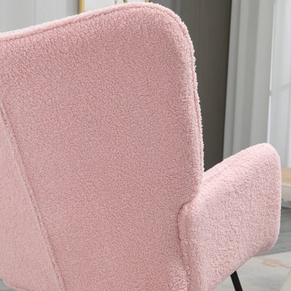 Keinutuoli, Pörröinen Berber-fleecetuoli, Pinkki, 120kg painoraja
