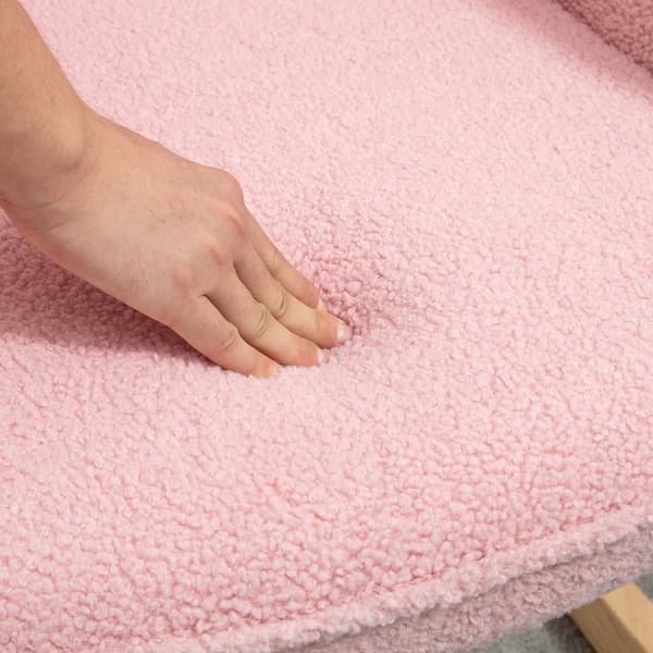 Keinutuoli, Pörröinen Berber-fleecetuoli, Pinkki, 120kg painoraja
