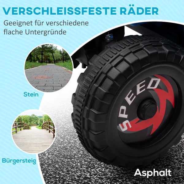 HOMCOM Brne el-quad med anhnger, 6V elbil til brn, 2,5 km/t, Bl, Gr, Sort