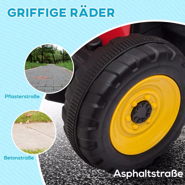 El-traktor Barns elbil med släp, fjärrkontroll, MP3, strålkastare, 3-6 km/h, röd