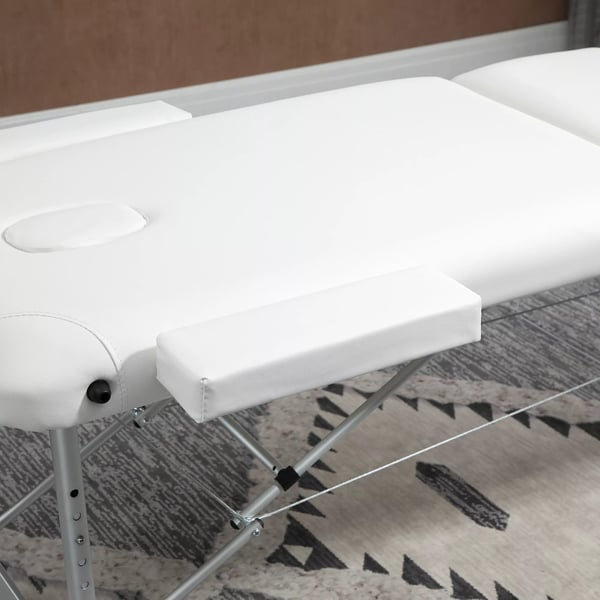 HOMCOM foldbar massagebriks, justerbar, m. nakkestøtte, aluminium, skum, plast, hvid