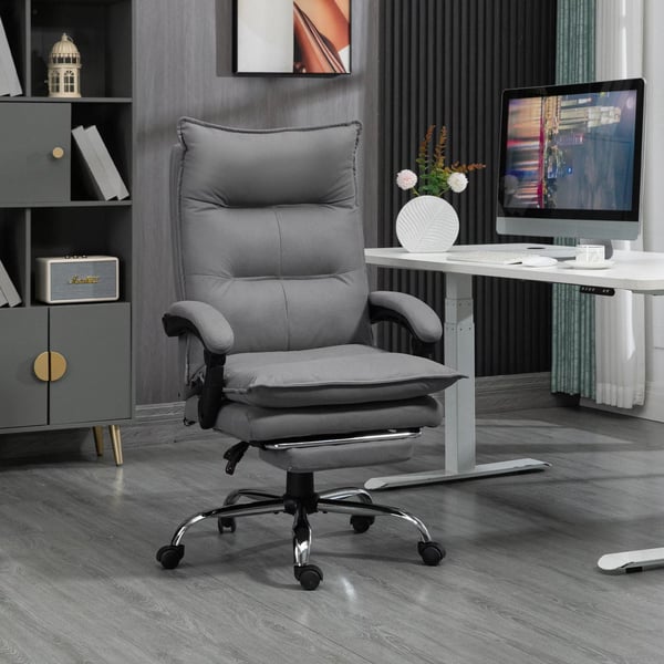 Vinsetto Ergonomisk Kontorstol med Massage og Varme - Mikrofiber, Grå