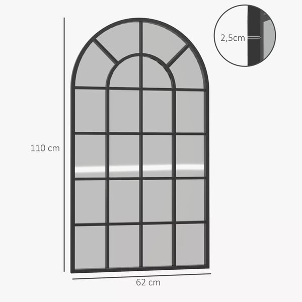 HOMCOM Vægspejl 110 x 62 cm - Sort Aluminium/Glas Entréspejl til Stue, Soveværelse, Badeværelse