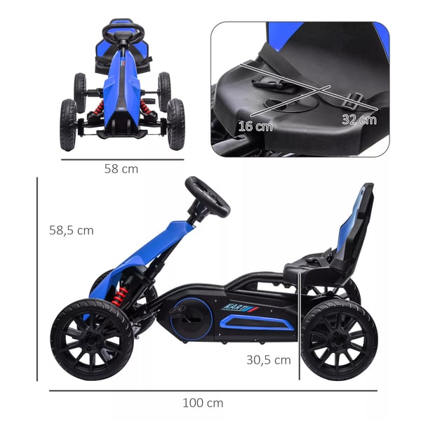 HOMCOM Gokart för barn, blå