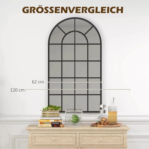 HOMCOM Vægspejl 110 x 62 cm - Sort Aluminium/Glas Entréspejl til Stue, Soveværelse, Badeværelse