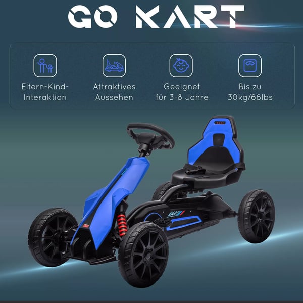 HOMCOM Gokart för barn, blå