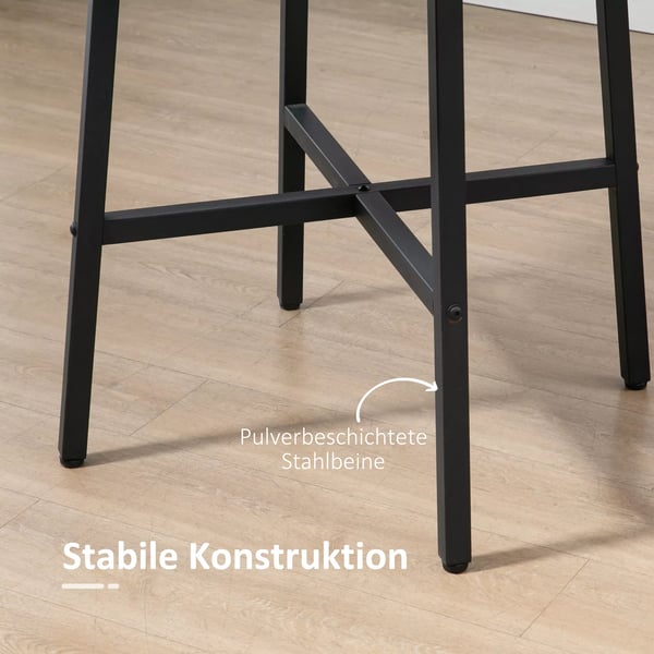HOMCOM rundt spisebord, køkkenbord i rustik brun og stål, industrielt design, 80 cm