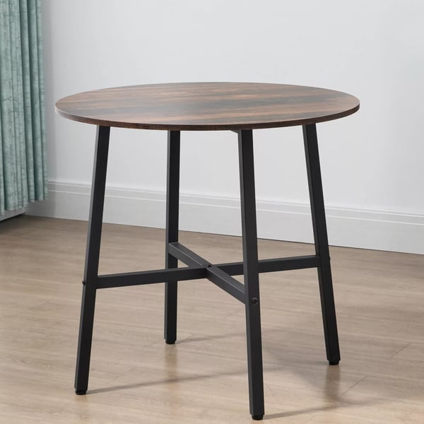 HOMCOM rundt spisebord, køkkenbord i rustik brun og stål, industrielt design, 80 cm