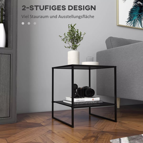 Sidebord med Opbevaring - Sort Stål 40x40x45 cm